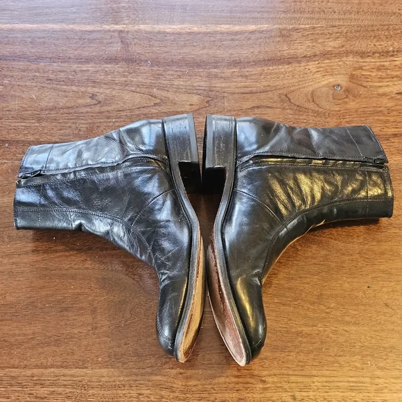 Florsheim Mens Boots Duke Genuine Leather Bike Toe With Zippers Black Color